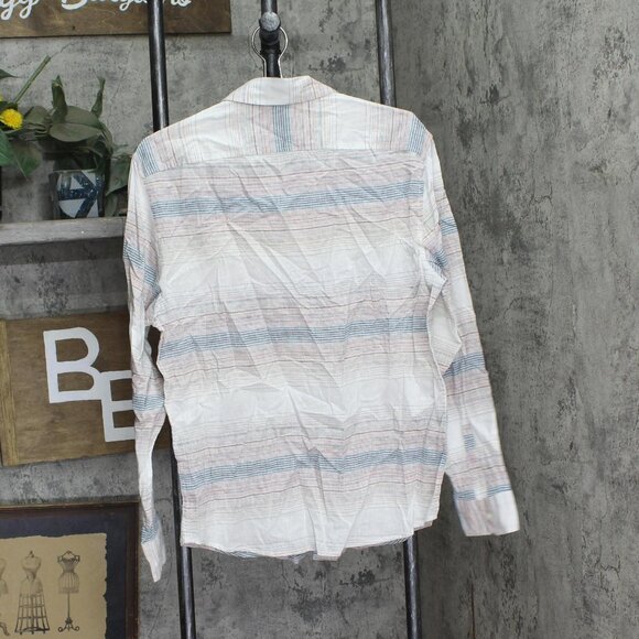 NWT Goodfellow & Co Sleeve Collared Button-Down Shirt Cream / Striped Brown M - Picture 5 of 7